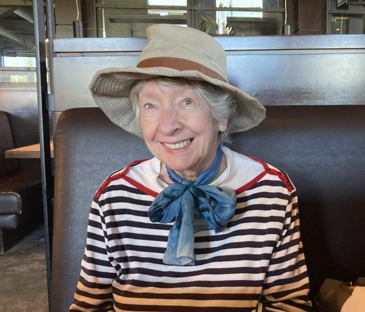 June wearing Sean's hat, August 2024